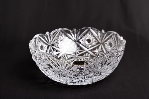 Czech Crystal Glass Bowl-Vase 8'' ''Miranda'' Vintage European Design Elegant Centerpiece Salad Dish Fruits Desserts Candy Wedding Birthday Housewarming Anniversary in Saudi Arabia