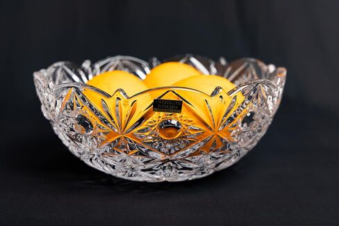 Czech Crystal Glass Bowl-Vase 8'' ''Miranda'' Vintage European Design Elegant Centerpiece Salad Dish Fruits Desserts Candy Wedding Birthday Housewarming Anniversary in Saudi Arabia