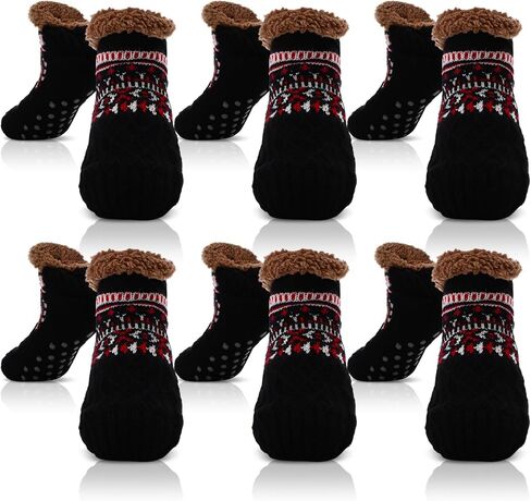 Liitrsh 6 Pairs Women's Fuzzy Slipper Socks with Grips Winter Warm Thick Cabin Thermal Socks Non Slip for Christmas Stocking Stuffers Women Adults Cozy Holiday Gifts in Kuwait