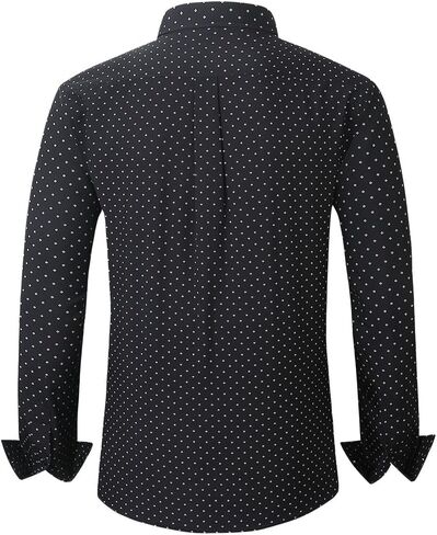 Men's Dress Shirt Long Sleeve Button Down Printed Shirt Business Casual Stretch Wrinkle-Free Shirt in Saudi Arabia