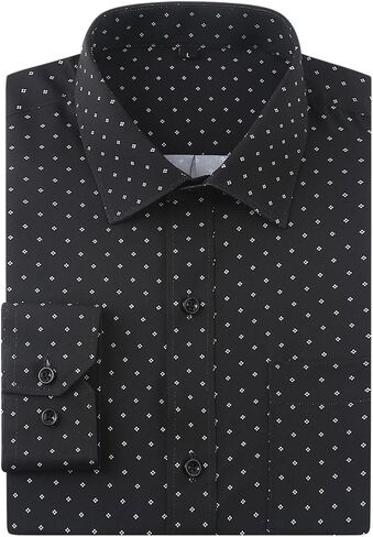 Men's Dress Shirt Long Sleeve Button Down Printed Shirt Business Casual Stretch Wrinkle-Free Shirt in Saudi Arabia