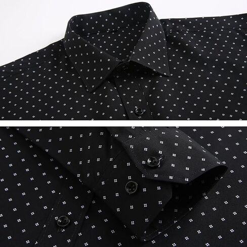 Men's Dress Shirt Long Sleeve Button Down Printed Shirt Business Casual Stretch Wrinkle-Free Shirt in Saudi Arabia
