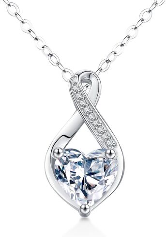 Moissanite Infinity Necklace Heart Pendant for Women,925 Sterling Silver Necklace,Anniversary Present or Birthday Valentine Mothers Day Christmas Jewelry Gifts for Mom Wife Her Girlfriend in Saudi Arabia