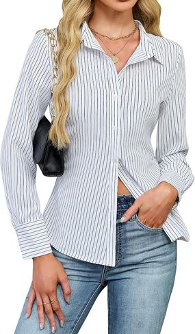 Blooming Jelly Womens Button Down Shirts Business Casual Fall Outfits Long Sleeve Collared Tops Dressy Work Blouse in Saudi Arabia