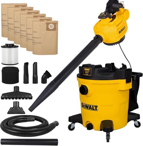 DEWALT Shop Vacuum Wet and Dry Vac with Detachable Leaf Blower, 3 in 1 Heavy Duty Wet Dry Vacuum Cleaner 9 Gal for Home, Garage, Car, Workshop, Jobsite, Lawn Care, Yard, Patio, 5 Peak HP, DXV209P in Saudi Arabia