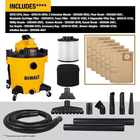 DEWALT Shop Vacuum Wet and Dry Vac with Detachable Leaf Blower, 3 in 1 Heavy Duty Wet Dry Vacuum Cleaner 9 Gal for Home, Garage, Car, Workshop, Jobsite, Lawn Care, Yard, Patio, 5 Peak HP, DXV209P in Saudi Arabia