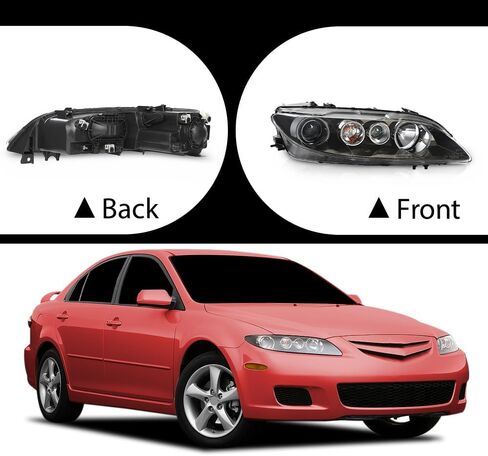 ANDPLAY مجموعة المصابيح الأمامية اليسرى واليمنى متوافقة مع Mazda 6 Mazdaspeed 2006-2007 Fit Mazda 6 (الطراز الفرعي: i،S،GS،GT) 2006 2007 2008 GP7A510L0B-PFM، GP7A510K0B-PFM عدسة شفافة in Kuwait