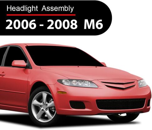 ANDPLAY مجموعة المصابيح الأمامية اليسرى واليمنى متوافقة مع Mazda 6 Mazdaspeed 2006-2007 Fit Mazda 6 (الطراز الفرعي: i،S،GS،GT) 2006 2007 2008 GP7A510L0B-PFM، GP7A510K0B-PFM عدسة شفافة in Kuwait