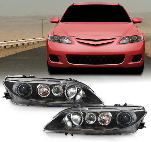 ANDPLAY مجموعة المصابيح الأمامية اليسرى واليمنى متوافقة مع Mazda 6 Mazdaspeed 2006-2007 Fit Mazda 6 (الطراز الفرعي: i،S،GS،GT) 2006 2007 2008 GP7A510L0B-PFM، GP7A510K0B-PFM عدسة شفافة in Kuwait