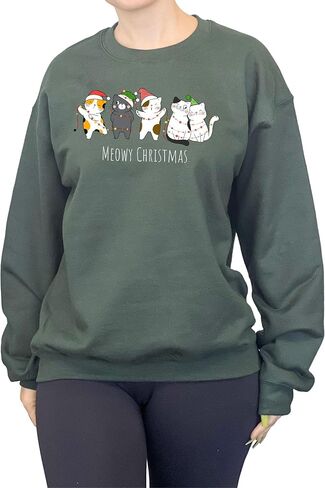 Tegoprints Christmas Meowy Funny Cats Unisex Sweatshirt Adult Tops in Saudi Arabia
