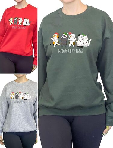 Tegoprints Christmas Meowy Funny Cats Unisex Sweatshirt Adult Tops in Saudi Arabia