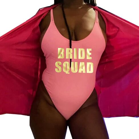 Bride Squad Bachelorette Pool Party One Piece High Leg Swimsuit in Saudi Arabia