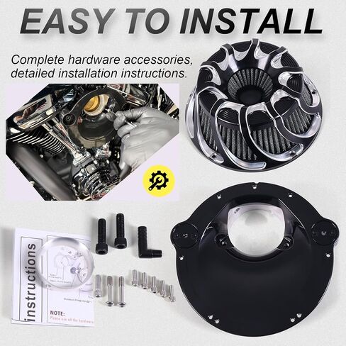 Air Cleaner Intake Filter for Harley M8 engine Street Electra Road King Glide 2024-Later Touring, Softail 2025-later (Gloss Black -Gray Filter, Spike Turbine Type) in Saudi Arabia