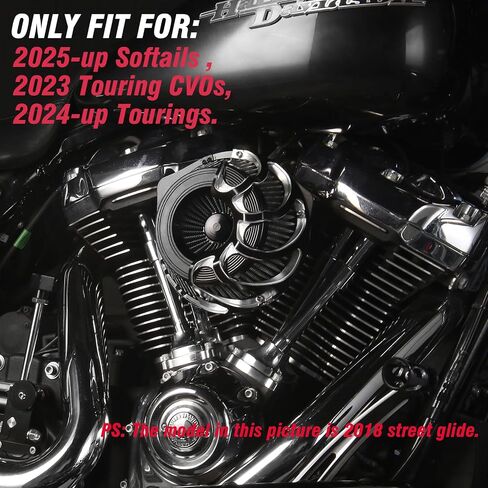 Air Cleaner Intake Filter for Harley M8 engine Street Electra Road King Glide 2024-Later Touring, Softail 2025-later (Gloss Black -Gray Filter, Spike Turbine Type) in Saudi Arabia