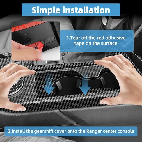 Center Console Gear Shift Panel Cover for Ford Ranger XL XLT 2024 2025 Accessories Interior Decorations Carbon Fiber Style Accessories in Kuwait