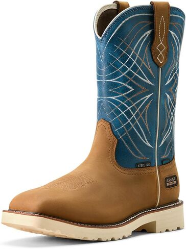 Ariat Men's Activator Waterproof Steel Toe Work Boot, Dusted Brown/Basin Blue, 12 in Saudi Arabia