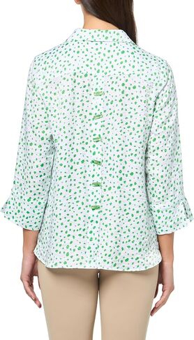 MULTIPLES Women's Turn-Up Cuff Three Quarters Sleeves Button Front Hi-Low Shirt in Saudi Arabia