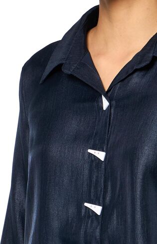 MULTIPLES Women's Turn-Up Cuff Three Quarters Sleeves Button Front Hi-Low Shirt in Saudi Arabia