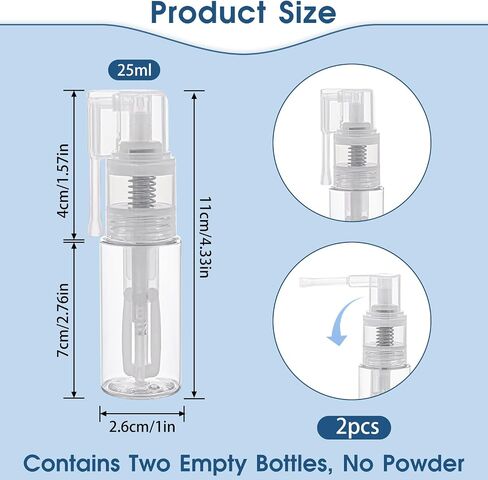 KALIONE 2-Pack 25ml Empty Powder Spray Bottles, Reusable Detachable Travel Bottles, Body Care Accessories for Face, Hair, Body, Nail in Saudi Arabia