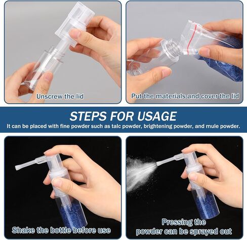 KALIONE 2-Pack 25ml Empty Powder Spray Bottles, Reusable Detachable Travel Bottles, Body Care Accessories for Face, Hair, Body, Nail in Saudi Arabia