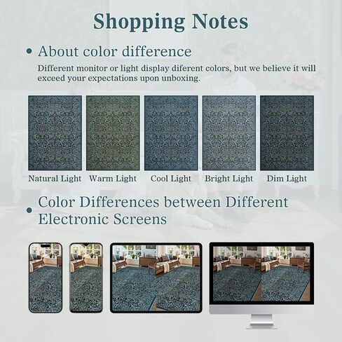 LIVEBOX Dark Green Floral Washable Area Rug 5x7 Rugs for Living Room Bedroom, Vintage Green Forest Floral Rug, Boho Non Slip Low Pile Stain Resistance Throw Carpet for Farmhouse, Dining Room, Office in Kuwait