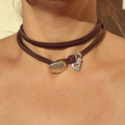 Boho Choker Necklace for Women Western Leather Shell Cord Trendy Layered Western Turquoise Accessories Necklaces Jewelry for Women in Saudi Arabia