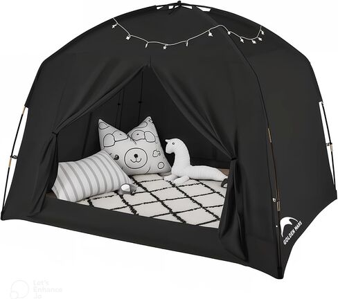 Bed Tents for Kids and Adult, Portable 100% Breathable and 93% Blackout Dream Play Tent, 3 Doors Big Privacy Space Sleeping Canopy for Indoor Floor or Twin Full Queen Sizes Bed (Khaki, Queen- Size) in Saudi Arabia