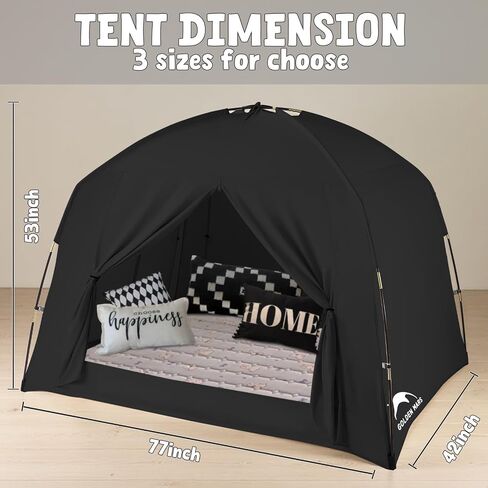 Bed Tents for Kids and Adult, Portable 100% Breathable and 93% Blackout Dream Play Tent, 3 Doors Big Privacy Space Sleeping Canopy for Indoor Floor or Twin Full Queen Sizes Bed (Khaki, Queen- Size) in Saudi Arabia