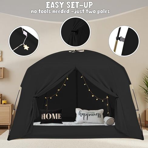Bed Tents for Kids and Adult, Portable 100% Breathable and 93% Blackout Dream Play Tent, 3 Doors Big Privacy Space Sleeping Canopy for Indoor Floor or Twin Full Queen Sizes Bed (Khaki, Queen- Size) in Saudi Arabia