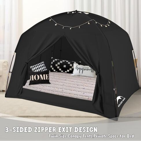 Bed Tents for Kids and Adult, Portable 100% Breathable and 93% Blackout Dream Play Tent, 3 Doors Big Privacy Space Sleeping Canopy for Indoor Floor or Twin Full Queen Sizes Bed (Khaki, Queen- Size) in Saudi Arabia