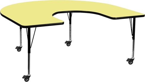 Flash Furniture Wren Mobile 60'W x 66'l Horseshoe Yellow Thermal Thermal Table - ارتفاع الساقين القابلة للتعديل in Kuwait