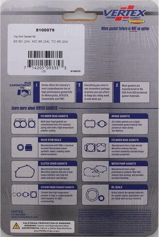 Vertex 8100079 Top End Gasket Kit Compatible with/Replacement for KTM 65 SX 2024, GasGas MC 65 2024, Husqvarna TC 65 2024 in Saudi Arabia