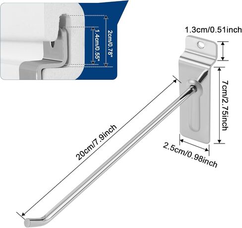 Polmart 10 "Heavy Silver Slatwall Panel Hooks - Pack 96 (10 بوصة) in Kuwait