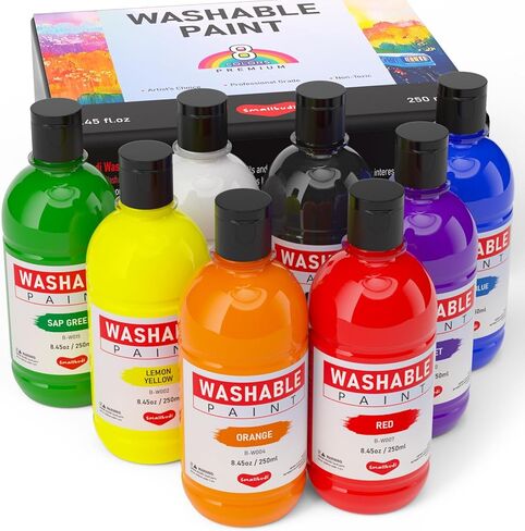 15 Colors Large Washable Paint Set(33.8 oz, 1000ml),Bulk Paint Supplies Non Toxic Tempera Paint for Kids Toddlers, Poster & Finger Paint for Art DIY Craft Classroom School Home - with Pump in Kuwait