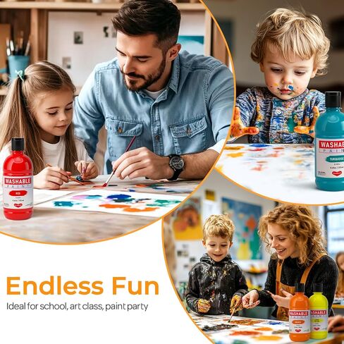 15 Colors Large Washable Paint Set(33.8 oz, 1000ml),Bulk Paint Supplies Non Toxic Tempera Paint for Kids Toddlers, Poster & Finger Paint for Art DIY Craft Classroom School Home - with Pump in Kuwait