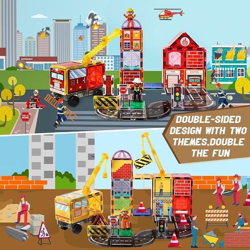 132pcs البلاط المغناطيسي مع 2 سيارتين فاخرة ، اللبنات المغناطيسية ثلاثية الأبعاد ، ألعاب الجذعية الجذعية ما قبل المدرسة في المدرسة in Kuwait