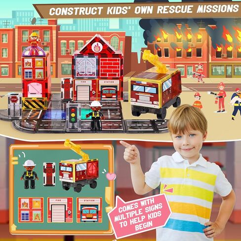 132pcs البلاط المغناطيسي مع 2 سيارتين فاخرة ، اللبنات المغناطيسية ثلاثية الأبعاد ، ألعاب الجذعية الجذعية ما قبل المدرسة في المدرسة in Kuwait