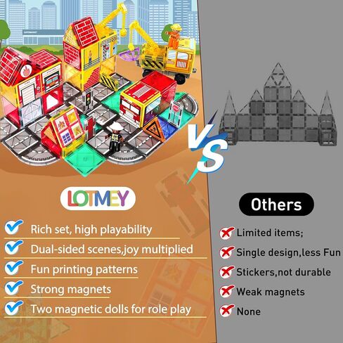 132pcs البلاط المغناطيسي مع 2 سيارتين فاخرة ، اللبنات المغناطيسية ثلاثية الأبعاد ، ألعاب الجذعية الجذعية ما قبل المدرسة في المدرسة in Kuwait
