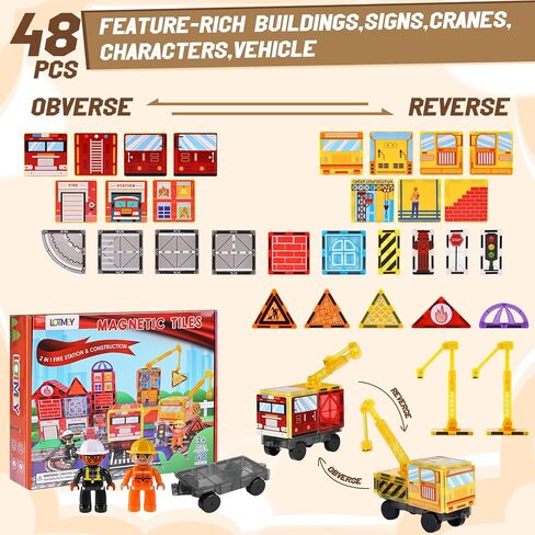 132pcs البلاط المغناطيسي مع 2 سيارتين فاخرة ، اللبنات المغناطيسية ثلاثية الأبعاد ، ألعاب الجذعية الجذعية ما قبل المدرسة في المدرسة in Kuwait