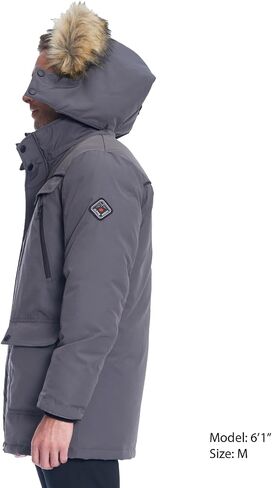 معطف شتوي نباتي للرجال من ALPINE NORTH Fraser مع غطاء للرأس من الفرو الصناعي - معزول وطارد للماء ومعطف شتوي مريح للرجال in Kuwait