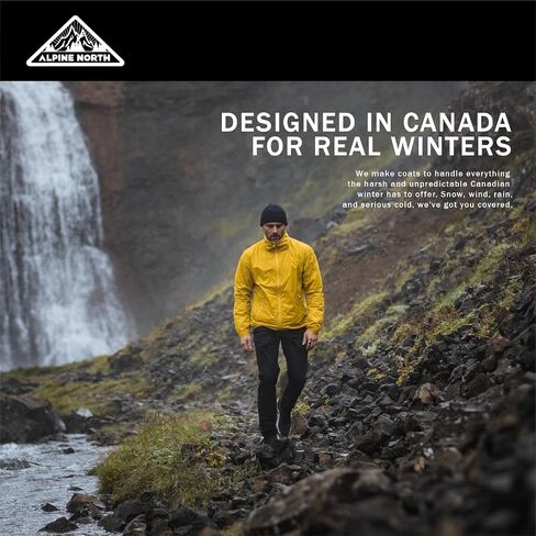معطف شتوي نباتي للرجال من ALPINE NORTH Fraser مع غطاء للرأس من الفرو الصناعي - معزول وطارد للماء ومعطف شتوي مريح للرجال in Kuwait