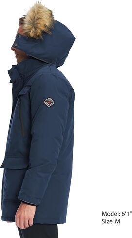 معطف شتوي نباتي للرجال من ALPINE NORTH Fraser مع غطاء للرأس من الفرو الصناعي - معزول وطارد للماء ومعطف شتوي مريح للرجال in Kuwait