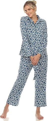 white mark Women's Printed Flannel Pajama Set with Eye Mask in Saudi Arabia