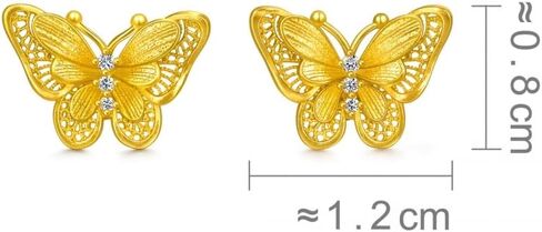 CHOW SANG SANG 999.9 24K Solid Gold Cultural Blessings Butterfly Stud Earrings for Women 95851E in Saudi Arabia