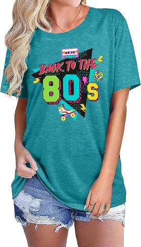 PECHAR I Love The 80's Shirt for Women Vintage 80s Music Graphic Tshirt 80's Party Short Sleeve Blouse Tops in Saudi Arabia