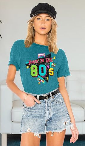 PECHAR I Love The 80's Shirt for Women Vintage 80s Music Graphic Tshirt 80's Party Short Sleeve Blouse Tops in Saudi Arabia