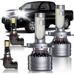 HUOKEDS for Toyota Tacoma 2012-2015 LED Headlights Fog Lights Bulbs Combo, 4pcs Super Bright 6000K White High Low Beam Headlamps and Fog Lights LED Blubs Package