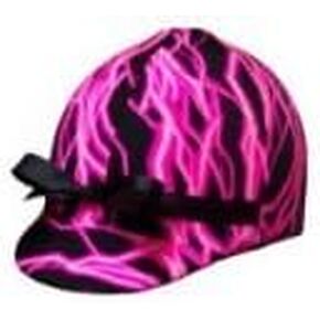 Equestrian Riding Helmet Cover - Neon Pink Lightening