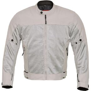 WICKED STOCK Mens Motorcycle Jacket-Air Mesh Biker Jacket Men-Dual Sport Motorcycle Armor-Motorcycle Gear for Men-Gray