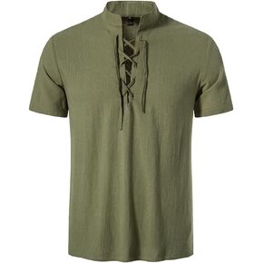 GRAJTCIN Short Sleeve Gothic Pirate Shirt Medieval Renaissance Halloween Costumes for Adult Steampunk Viking Costume for Men